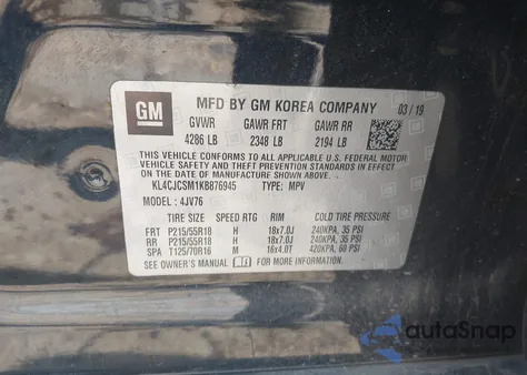 2019 Buick Encore Fwd Essence z USA, uszkodzony, nr VIN KL4CJCSM1KB876945